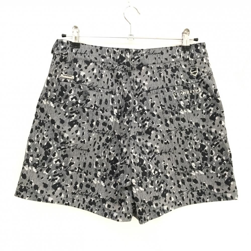 超 セントアンドリュース キュロットスカート グレー×黒 レオパード風 レディース L ゴルフウェア モデル St ANDREWS