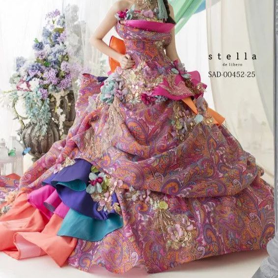 stella de libero ステラ デ リベロ 国産 ドレス 結婚式 二次会 前撮り フォトウェディング パーティー 豪華 国産 ドレス 8号 Mサイズ ゴージャスドレス 華やかドレス ペイズリー ドレス 舞台衣装 演奏会 コンサート
