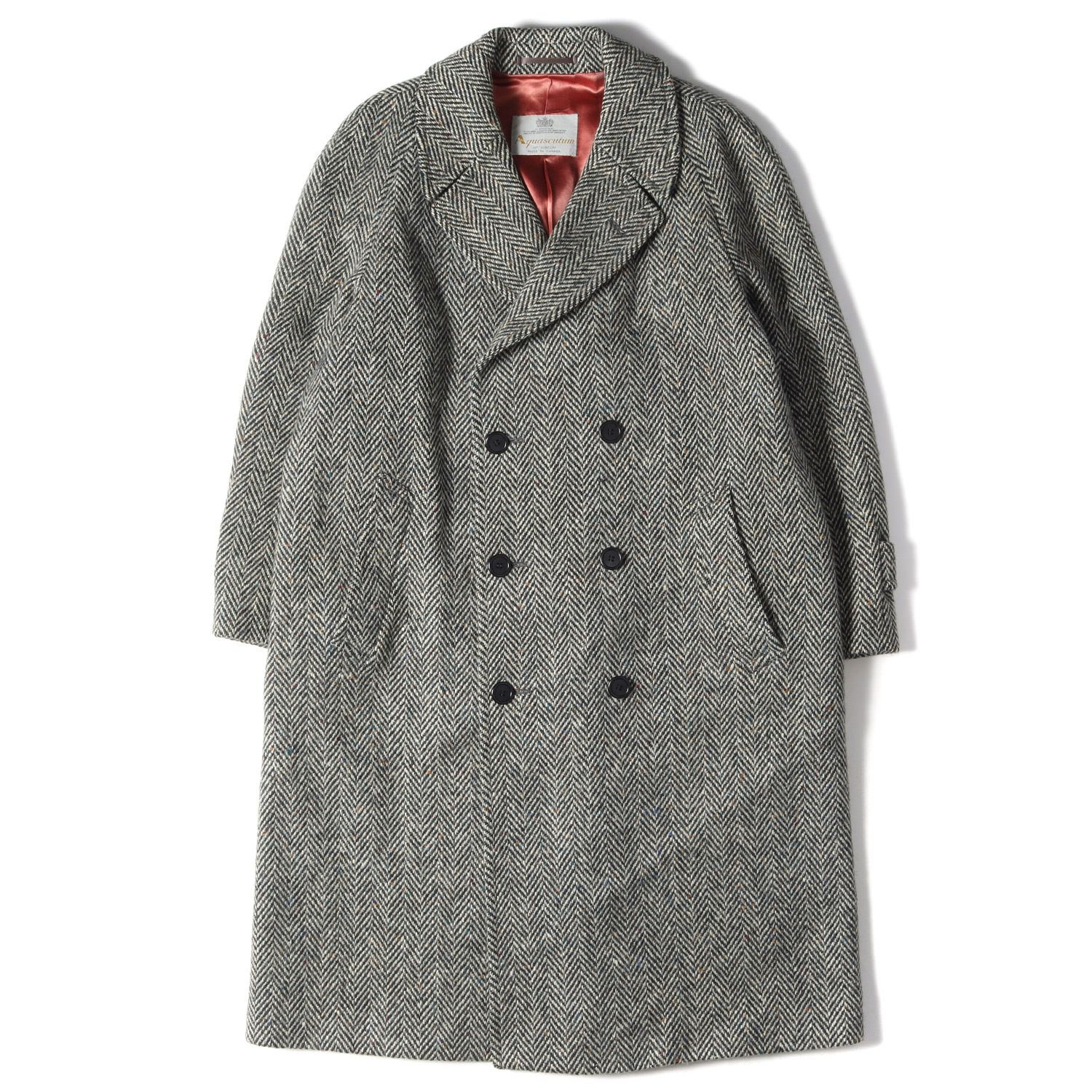 ビンテージ アクアスキュータム Aquascutum ダブルブレストコート 灰色 