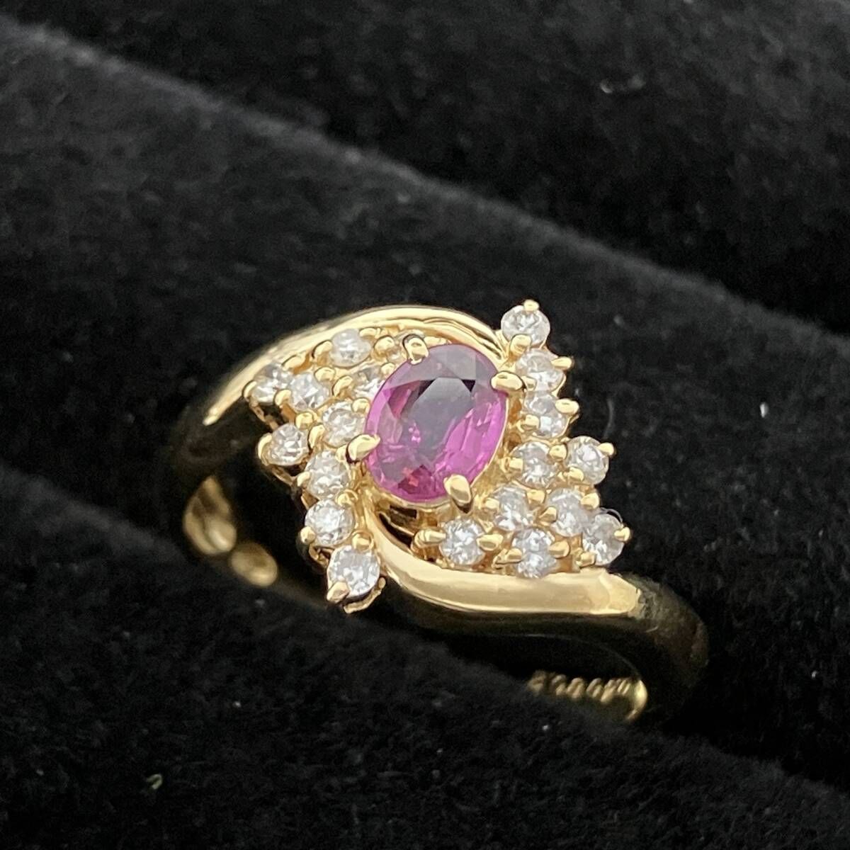 【鑑定済】K18 2連ベビーリング　天然石ルビー 楽天市場】K18 天然ルビー 0.489ct 一粒リング 11号 イエロー