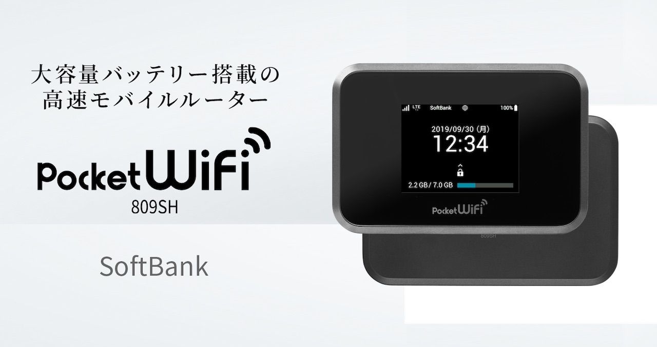 シャープ製Pocket Wi-Fi 809SH 大容量バッテリー　SIM フリー 純正充電器付き