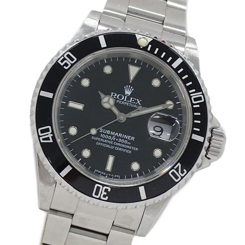ロレックス ROLEX サブマリーナ デイト 16610 S番 時計 メンズ ブランド 自動巻き AT ステンレス SS シルバー ブラック OH・磨き済み 【中古】