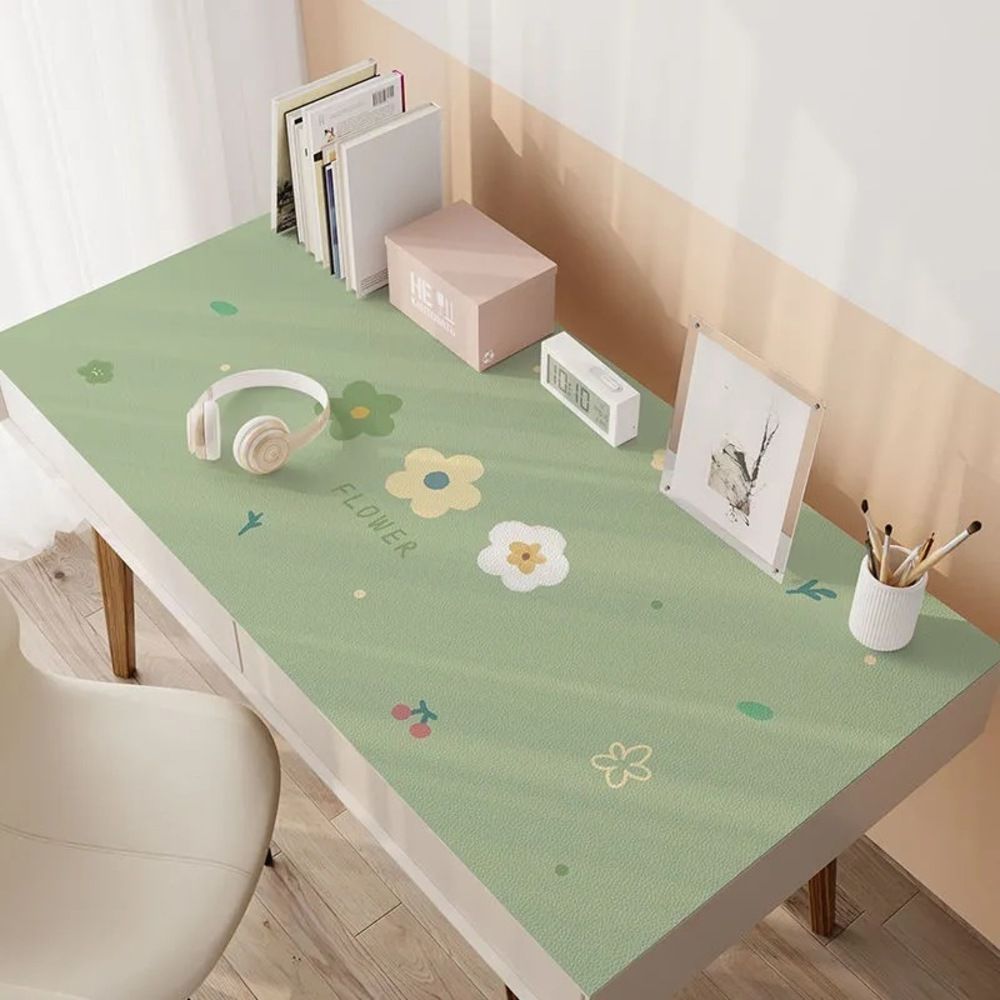 ☆ フラワー×グリーン ☆ デスクマット 学習机マット lydes1401 学習机 デスクマット デスクシート デスクパッド テーブルマット パッド シート キズ防止 汚れ防止 学習 子ども部屋 デスク用 学習机用 書斎机 子供 革 かわ 入学 準備 勉強机