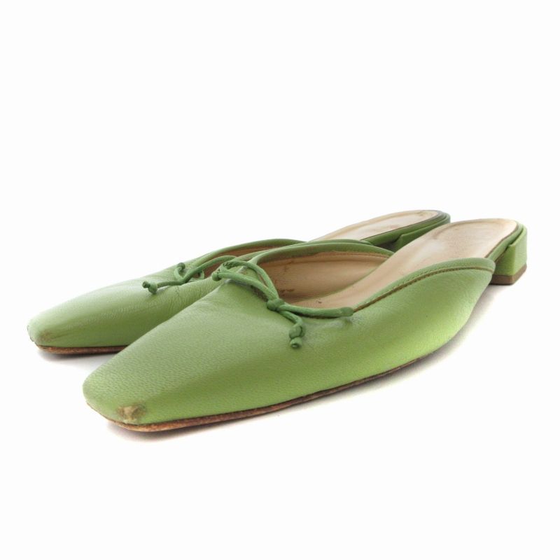 【未使用品】FABIO RUSCONI フラットパンプス サイズ37  グリーン ファビオルスコーニ FABIO RUSCONI ミュール フラットパンプス
