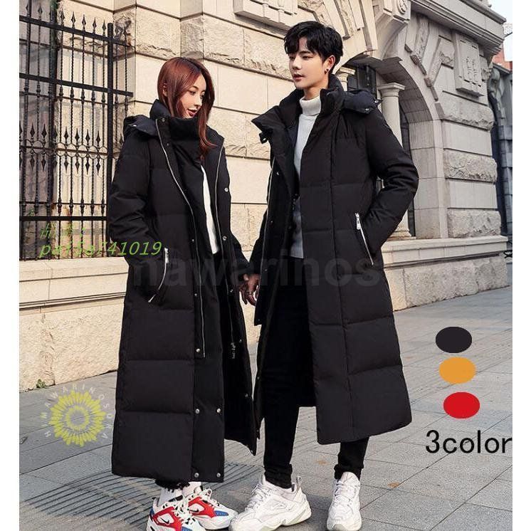 カップル服 ダウンジャケット メンズコート レディース ダウンジャケット 秋冬 軽量 厚手防寒防風 お洒落 フード付き ロング丈コート 暖かい 大きいサイズ pai5a741019
