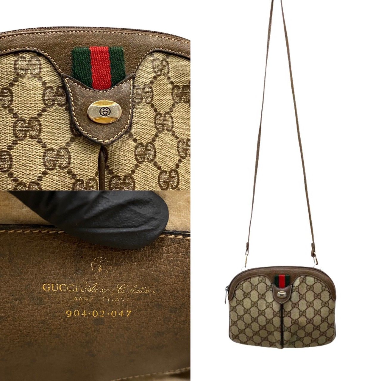 極 美品 保存袋付 GUCCI グッチ ヴィンテージ シェリーライン GG