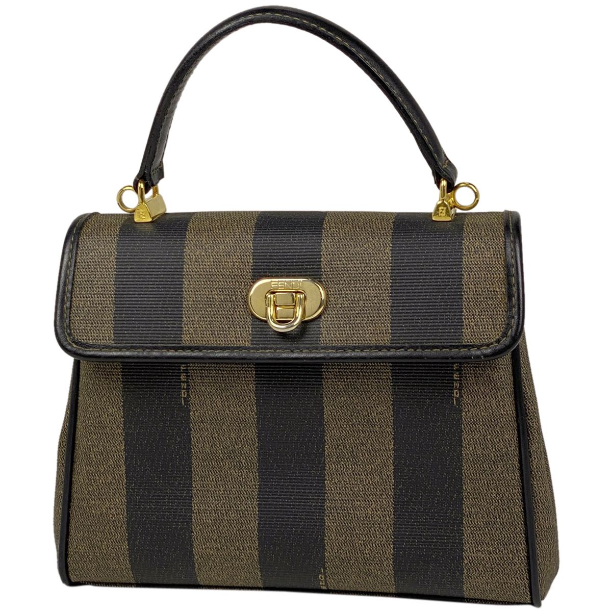 W*!様 Fendi ブラック・ブラウンストライプ ハンドバッグ フェンディ FENDI ペカン柄 ハンドバッグ 2WAY ショルダーバッグ