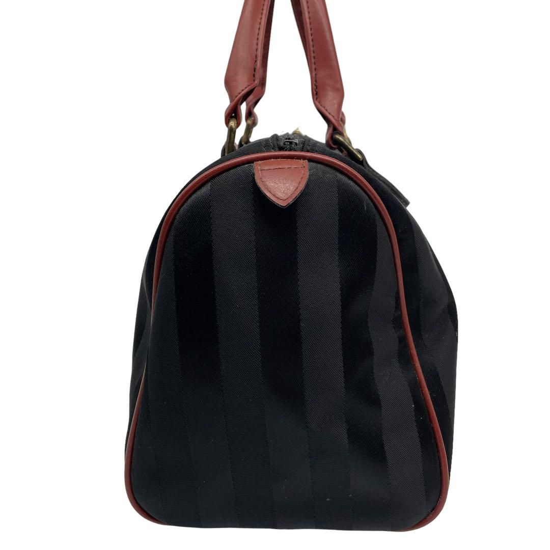 美品 Valentino ミニボストンバッグ ストライプ ナイロン ナイロン