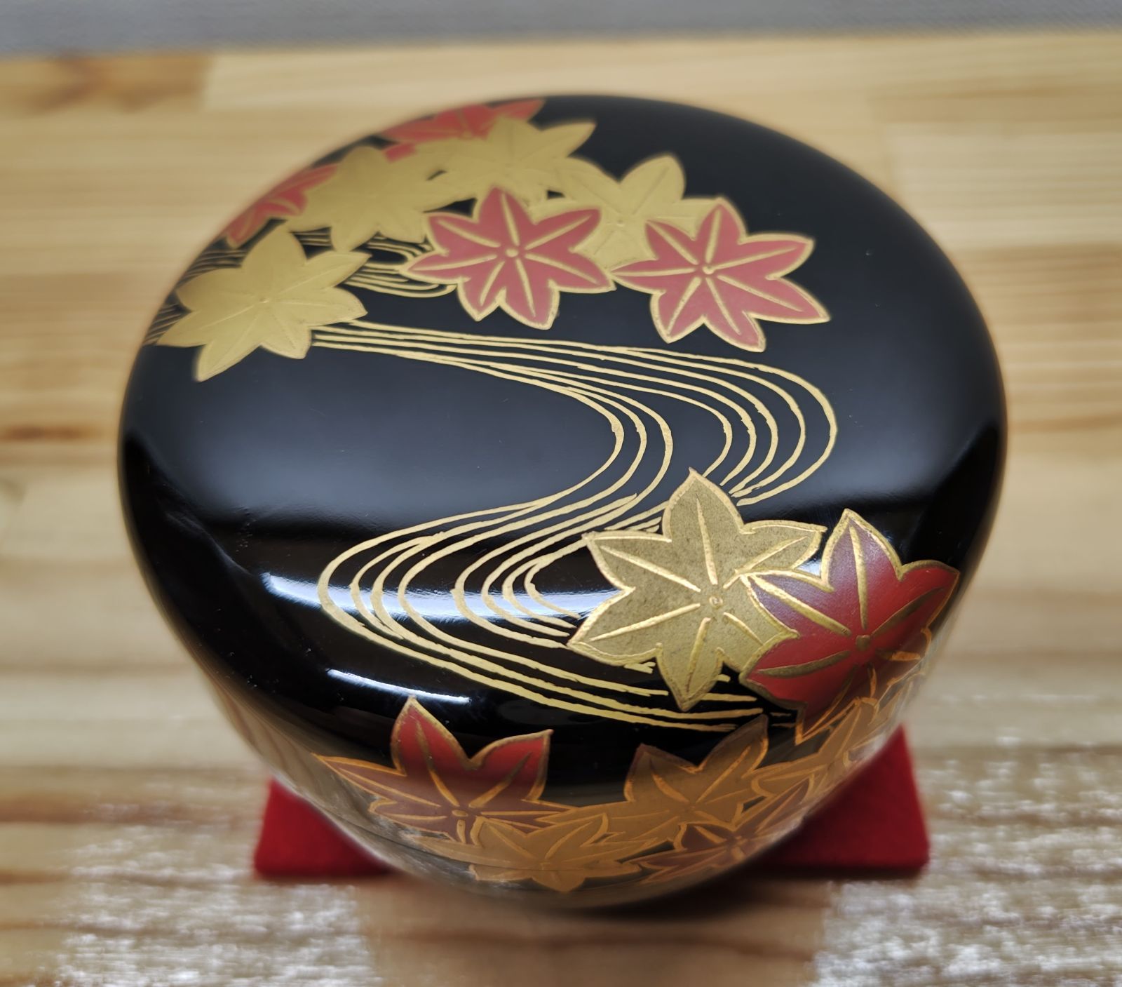 逢絢亭 茶道具 平棗 京塗 竜田川蒔絵 真塗 木製 塗師 幸阿弥 共箱入り