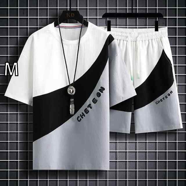 [M]メンズ ファッション 服 オシャレ シンプル 大人 かっこいい 大きいサイズ ストリート 紳士服 夏 カジュアル スーツ 薄手 速乾 冷感 半袖 T シャツ スポーツ パンツ セット