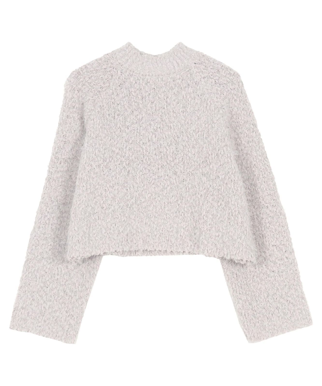 Size M_Color ライトグレー 神戸レタス ハイネック ニット トップス ポップコーン フェザー ふわふわ ショート丈 セーター C7160 M ライトグレー