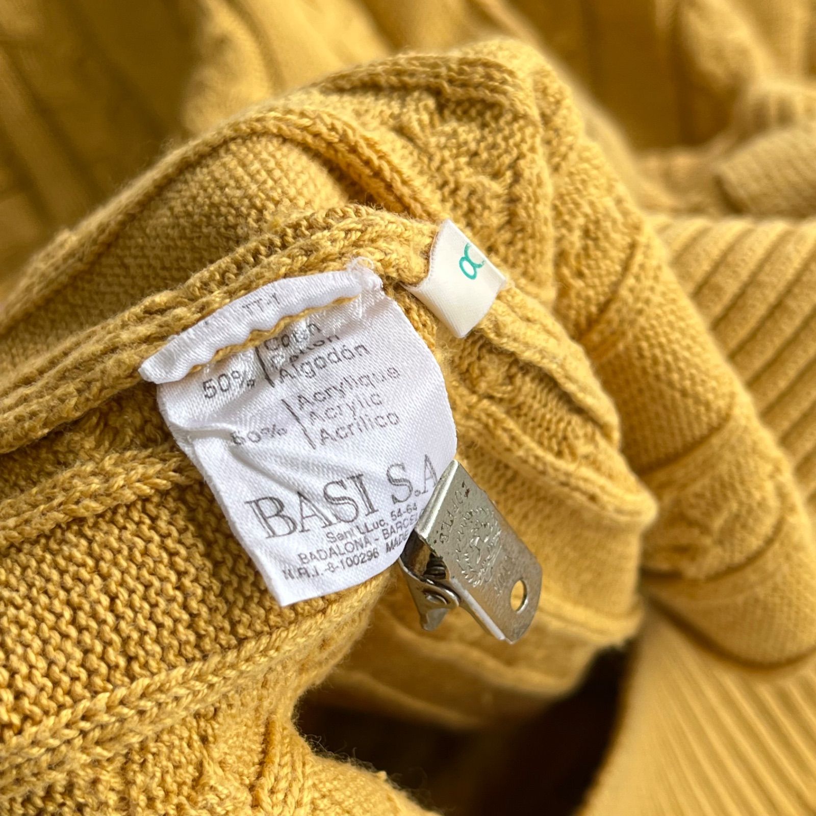 80s ラコステ ケーブルニット コットン ワンポイント 刺繍ロゴ Lacoste