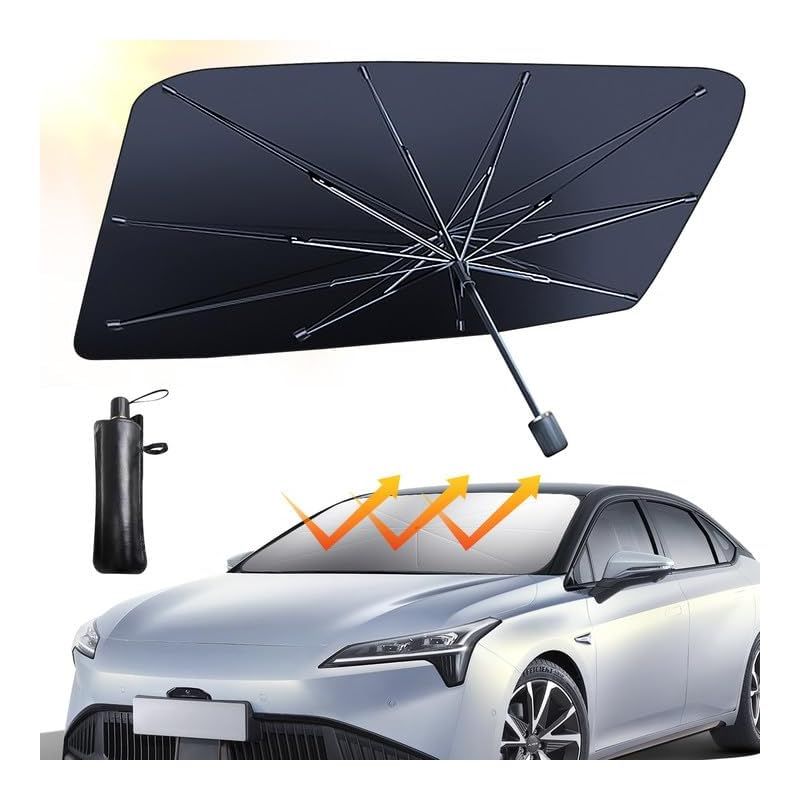車サンシェード 傘型 TOWOOZ 車用パラソル フロントガラス用 サンシェード 傘 日除け 10本傘骨 車載用品 遮光断熱 紫外線カット 冷え感 熱さ対策 プライバシー保護 コンパクトカー 家庭乗用車 