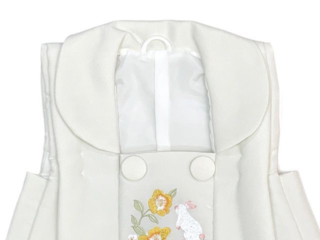 被布コート 単品 七五三 3歳 女の子 刺繍入り被布コート 合繊 白地 黄 オレンジうさぎ TYHF4355-01