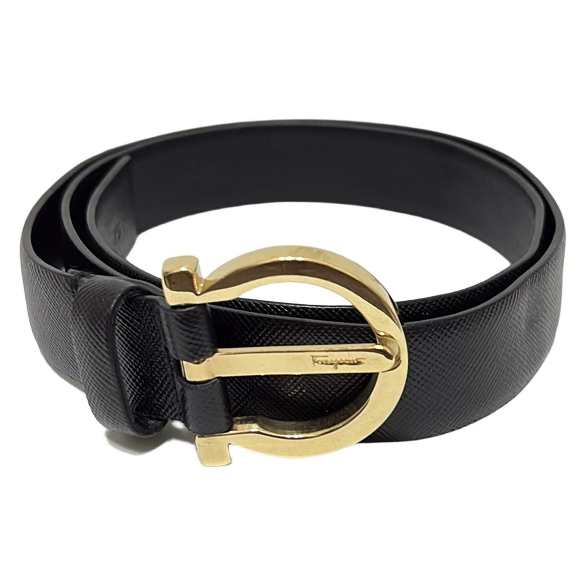 FERRAGAMO|SalvatoreFerragamo サルバトーレフェラガモ ベルト 23 - 黒×ゴールド ガンチーニ レザー