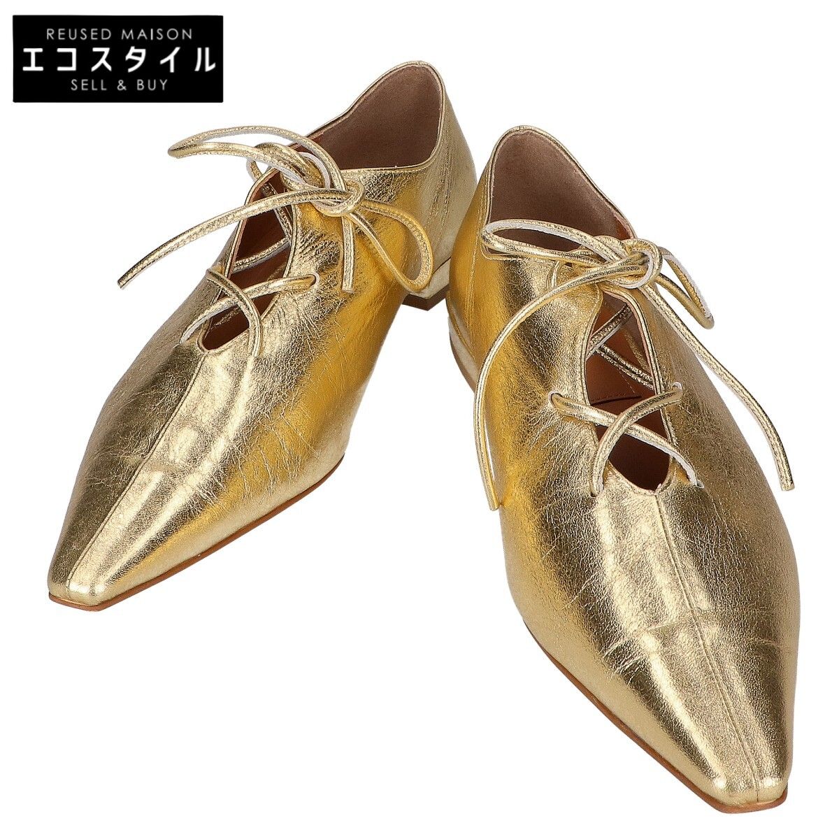 HENRI EN VARGO ヘンリエンヴァーゴ ポインテッドトゥ レースアップ フラット 37 1|2