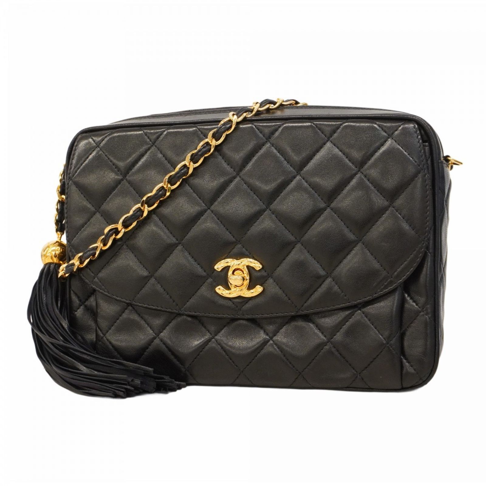シャネル　CHANEL ブラック　ラムスキン　ショルダーバッグ シャネル(Chanel) シャネル ショルダーバッグ マトラッセ 付き
