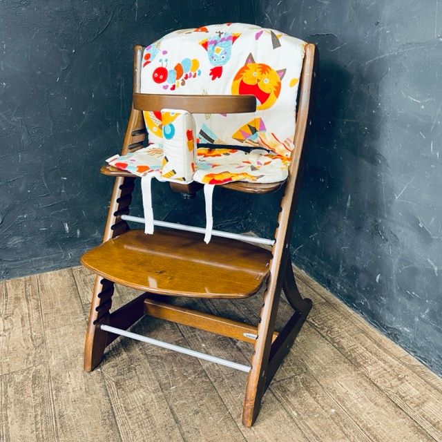 大和屋 すくすくチェア エヌガード付き YAMATOYA ベビーチェア 木製 家具 高さ調整 ブラウン系 900566