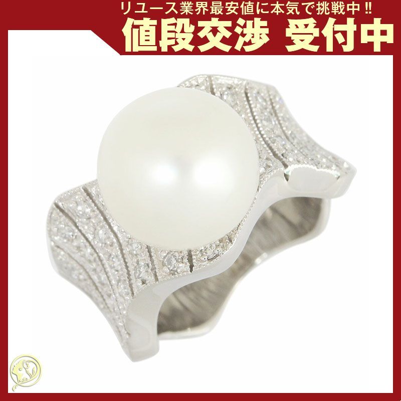 Jewelry】Pt900 プラチナ 黒蝶真珠 ダイヤモンド リング 11mm珠 D:0.13