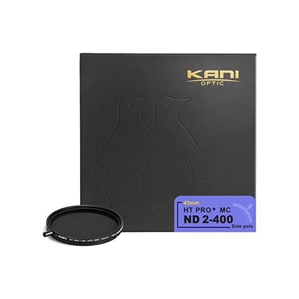 KANI 可変NDフィルター バリアブルND2-400 43mm 着脱式回転ノブ付 減光効果 1-8 3|2絞り分 | レンズフィルター 丸枠