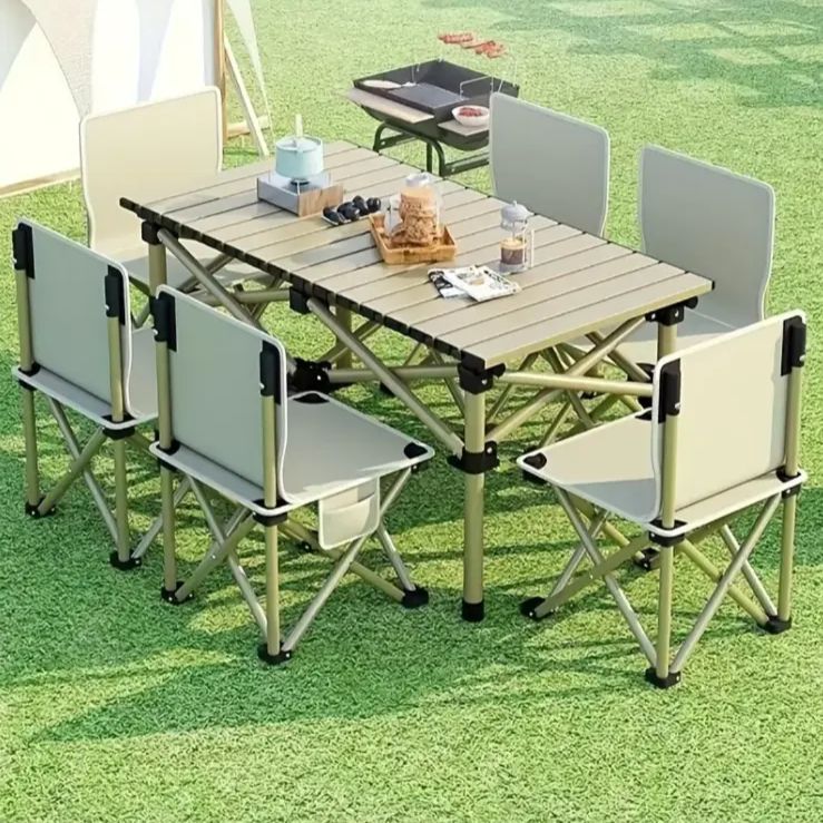 ガーデン テーブルセット 5点 4人用 4人 キャンプ テーブル 屋外 ピクニック 折りたたみ テーブル エッグロールテーブル 椅子セット キャンプ ポータブル テーブル 椅子 アウトドア 折りたたみ椅子 折りたたみテーブル 椅子 セット ベージュ
