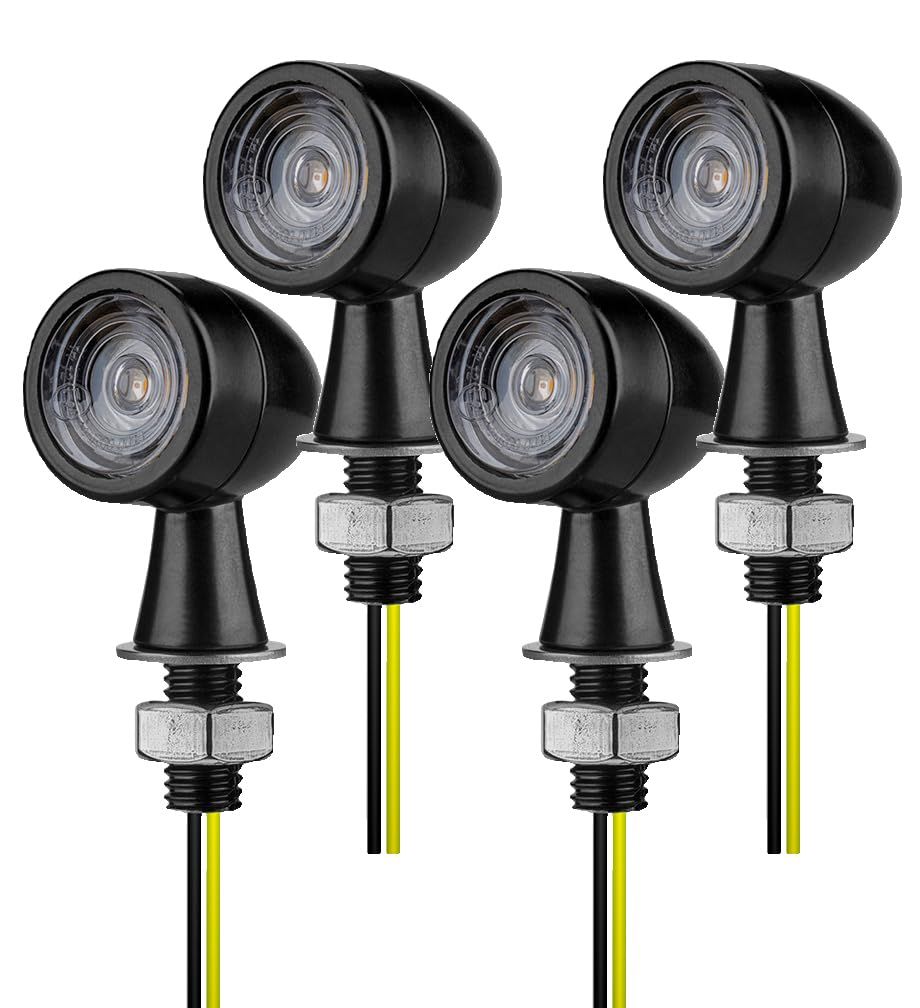 【迅速発送】Jlbzyy バイク ウインカー LED ミニ 小型 砲弾型 高輝度 EU認証 Eマーク 汎用 M8 アンバー スモークレンズ 4個 セット (クリアレンズ-4個)