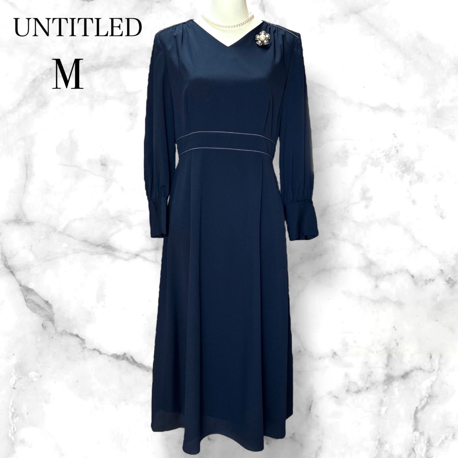 美品 UNTITLED アンタイトル M 美シルエット ロングワンピース オール 