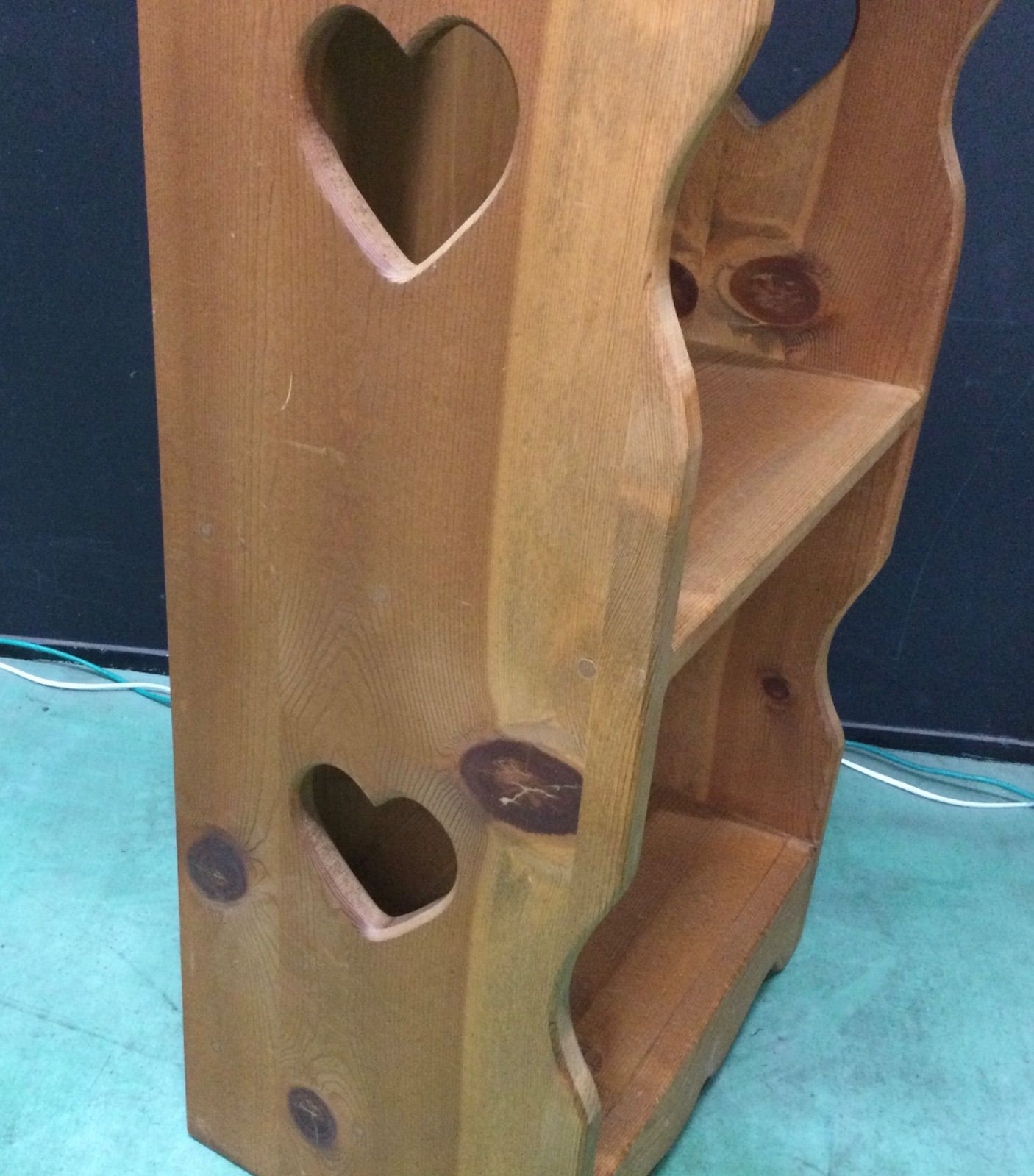 カントリー家具 木製ハート型 2段ラック 飾り棚 アメリカンカントリー