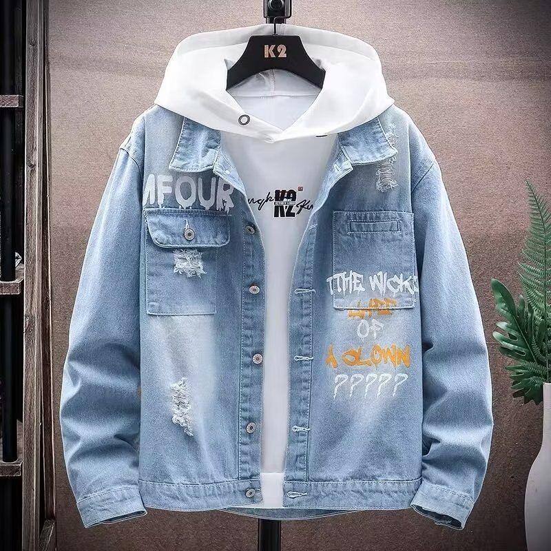 人気新品 デニムジャケット メンズ ダメージ加工 個性 トレンド 