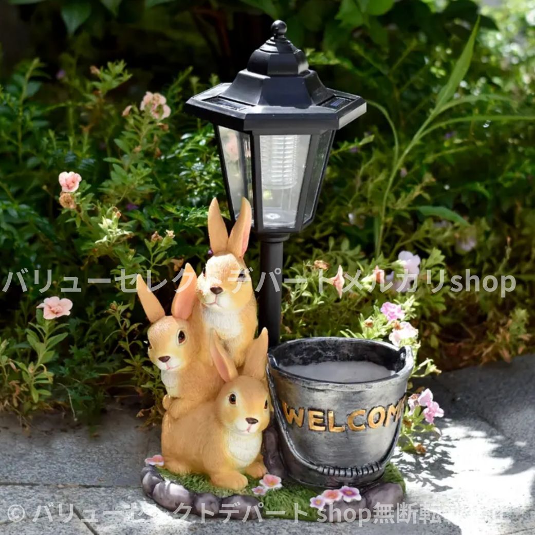 オブジェ うさぎの置物 ライト ガーデニング 北欧 おしゃれ オーナーメント 庭 ソーラーライト 自動点灯 ガーデンライト 動物 アンティーク オーナメント ライト うさぎ ファミリー かわいい 玄関 屋外 小物 雑貨