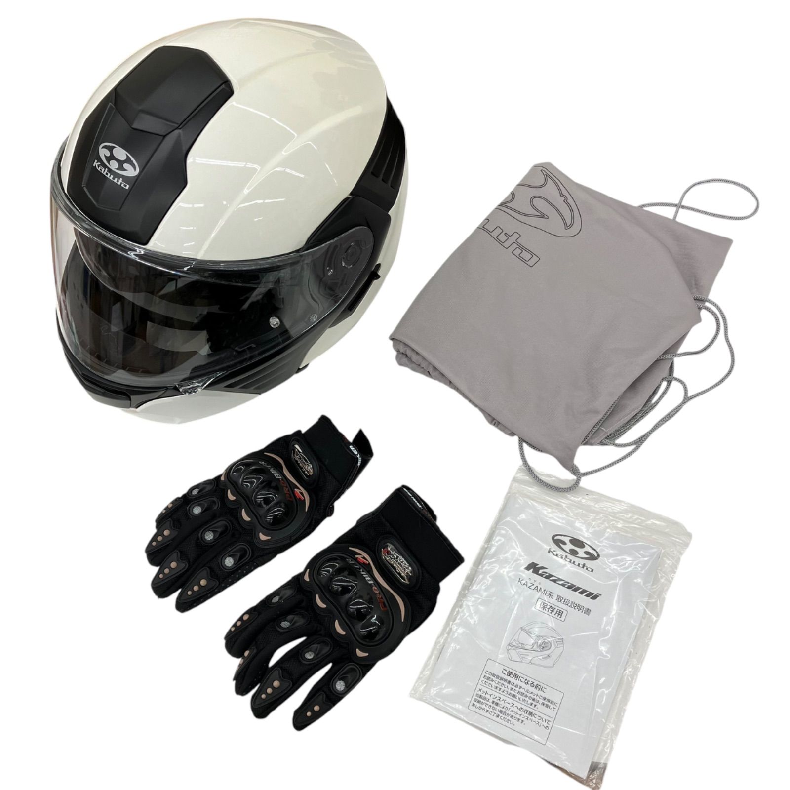【期間限定！最安値挑戦】 Kabuto バイクグローブの2点セット KAZAMI フルフェイスヘルメット セキュリティ・セーフティ