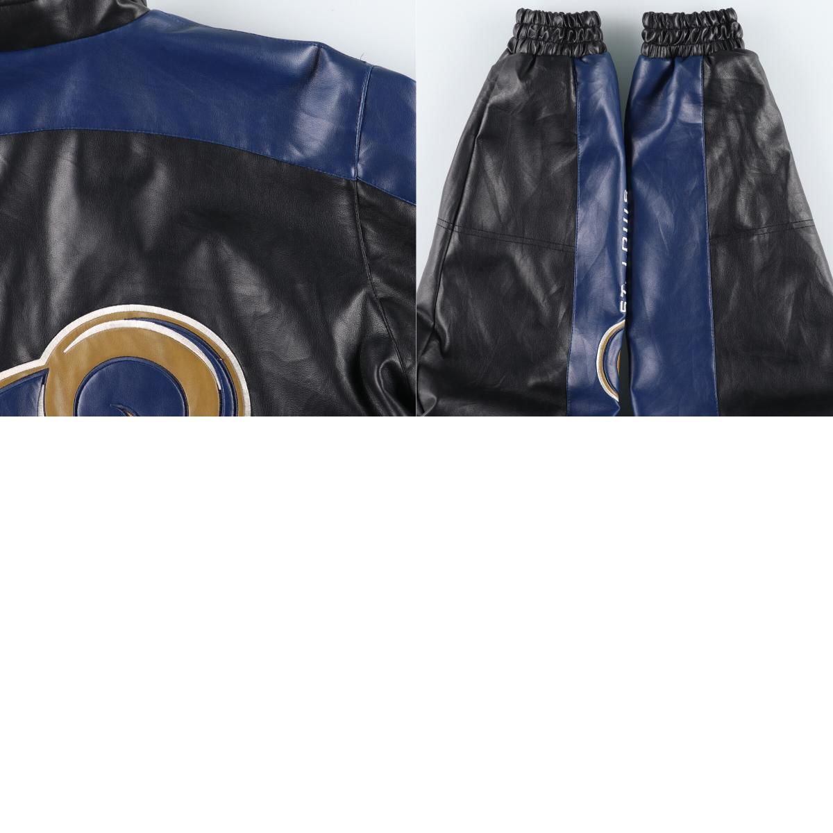 古着 NFL LOS ANGELES RAMS フェイクレザージャケット メンズL  