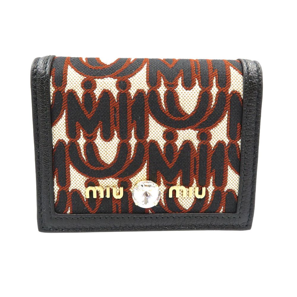 【 極美品 正規品 】miumiu クリスタル 二つ折り財布  ブラック