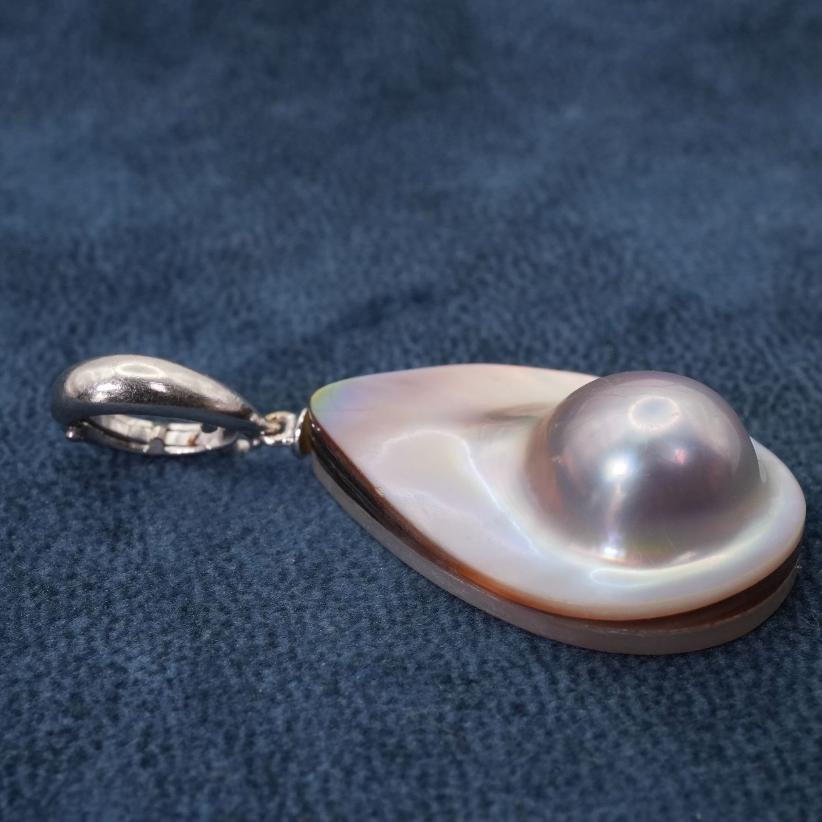 田崎真珠 K18WG マベパール ネックレストップ 母貝付き/24-4594S