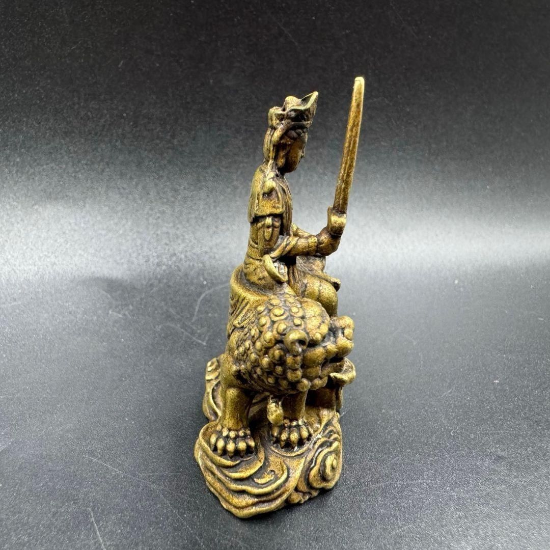 銅 細工 仏像 青獅子文殊菩薩坐像 小仏像 工芸品 置物 - メルカリ