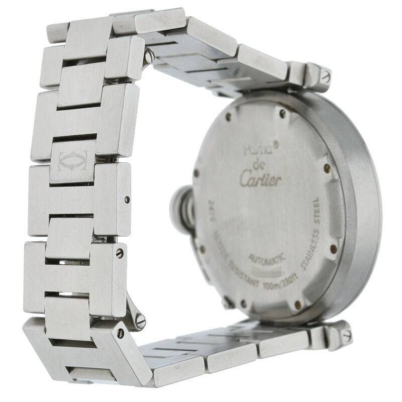 カルティエ 2475 パシャC 白文字盤ビッグデイトステンレス腕時計 レディース