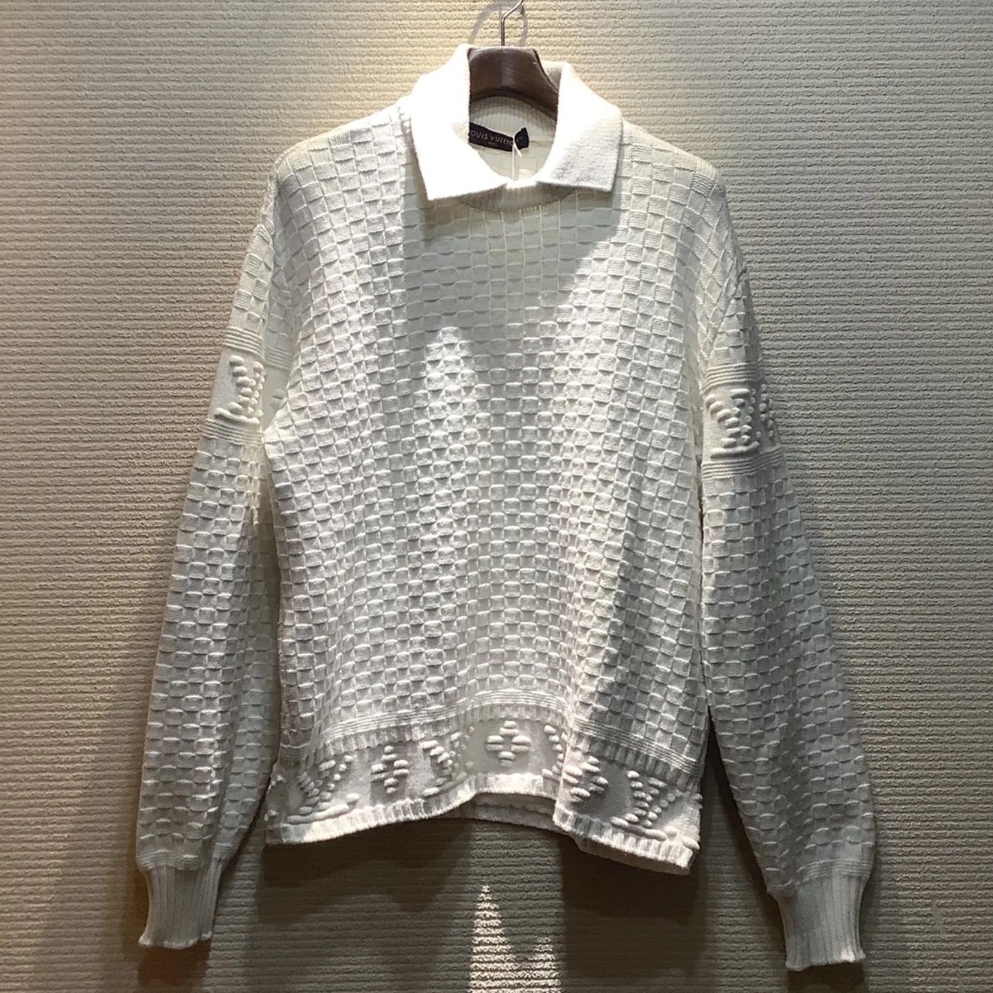 23AW ルイヴィトン LOUISVUITTON LVダミエウールブレンド プルオーバー HPN63W 　Ｓ メンズ ヴィトン サマー ニット セーター  Ａランク P734