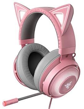 【中古】Razer Kraken Kitty Quartz Pink ゲーミングヘッドセット USB THX7.1 ネコミミ Chroma ノイズキャンセリングマイク 冷却ジェルパッド PC PS4 PS5