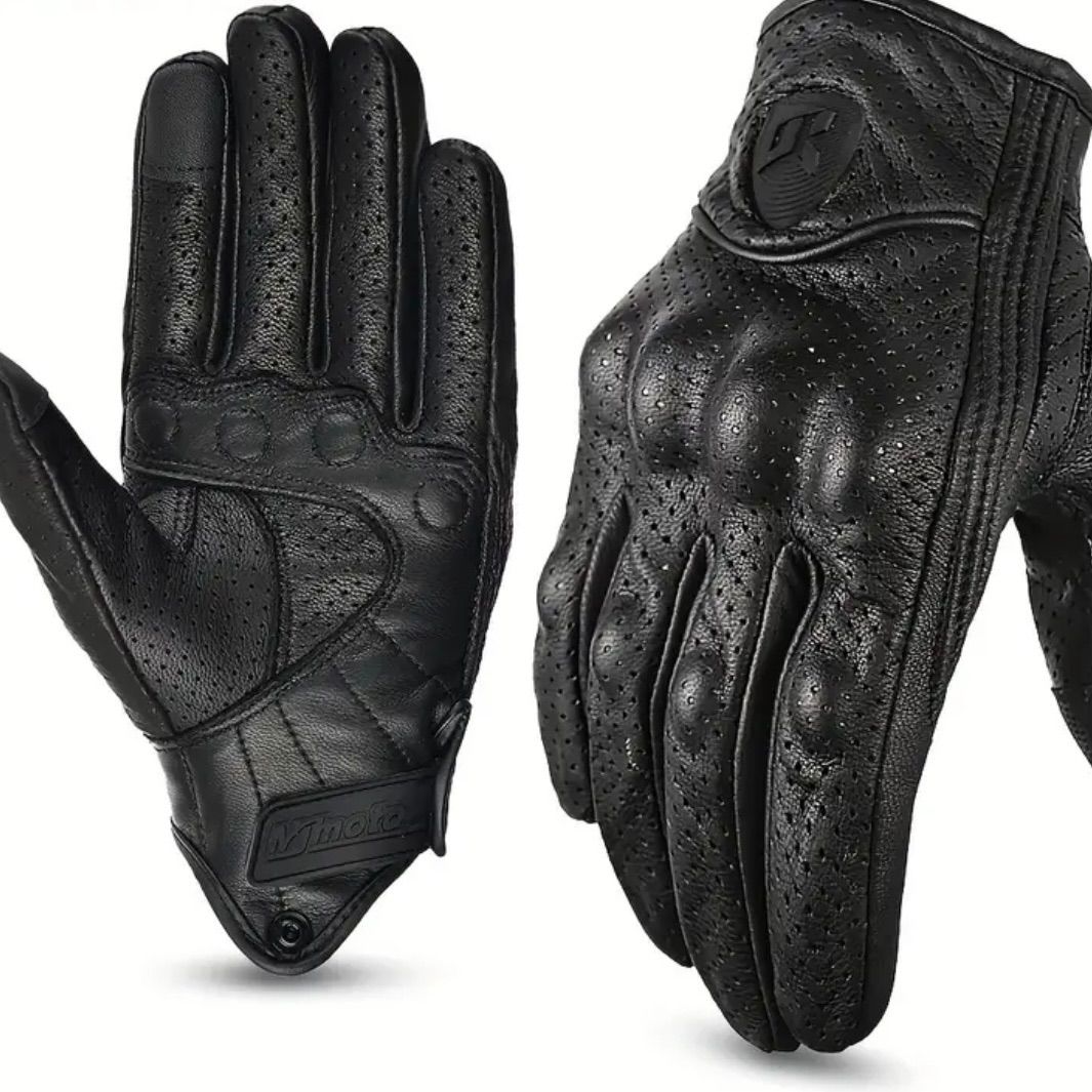 グローブ オートバイ用 真皮製 サマー フルフィンガー タッチ