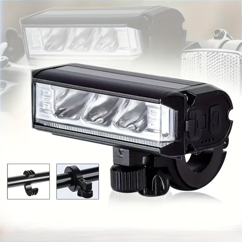 USB充電式LED自転車ヘッドライト、超高輝度ABS素材、ハンドルバーに取り付け可能、非防水、36V以下の電圧、アウトドアサイクリングアクセサリー