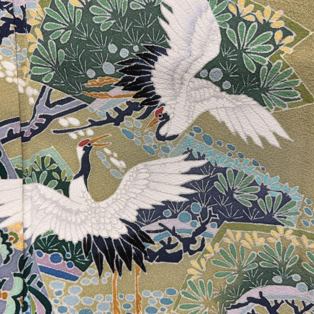 池田裕 色留袖 本加賀友禅 華紋 短冊 鶴 松 着物 093w d - メルカリ 