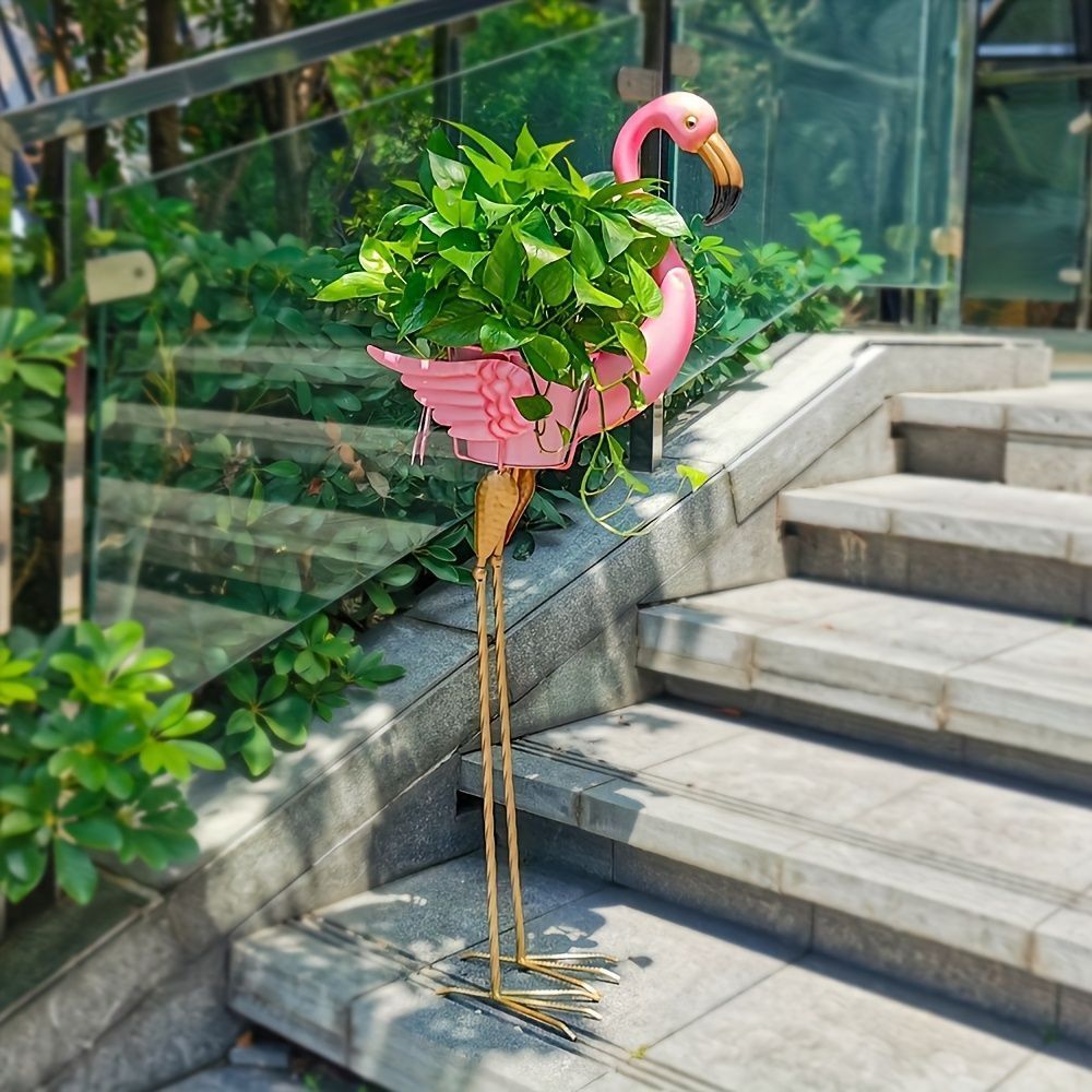 プランタースタンド メタル ピンクのフラミンゴ おしゃれ アート アメリカン ポップ 屋内 屋外 テラス 室内 植物スタンド フラミンゴデコ