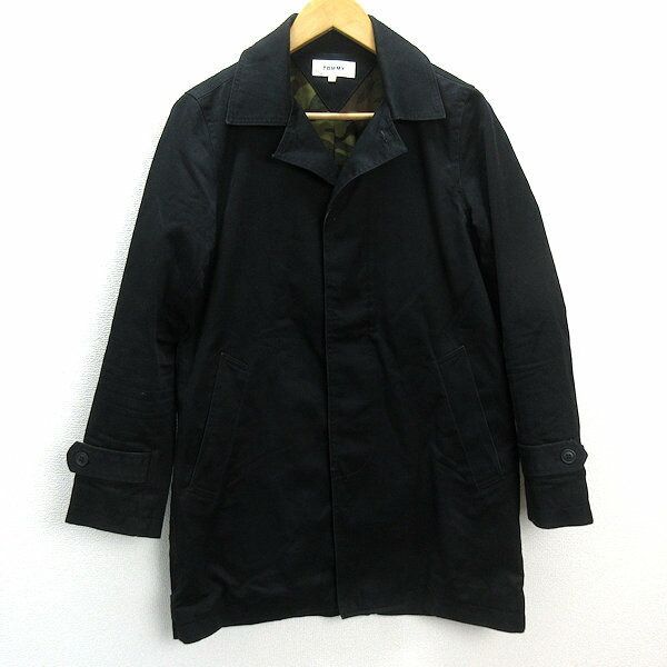 sトミー/TOMMY 迷彩 カモフラ柄 ステンカラーコート【S】黒/MENS/72【中古】
