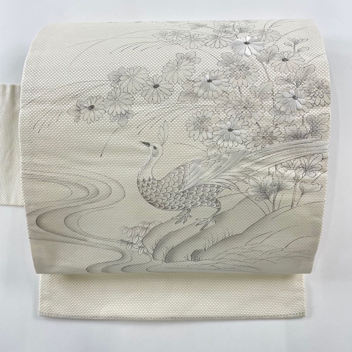 袋名古屋帯 美品 逸品 猫 冠 クリーム 正絹 【中古】（名古屋帯 秀品  