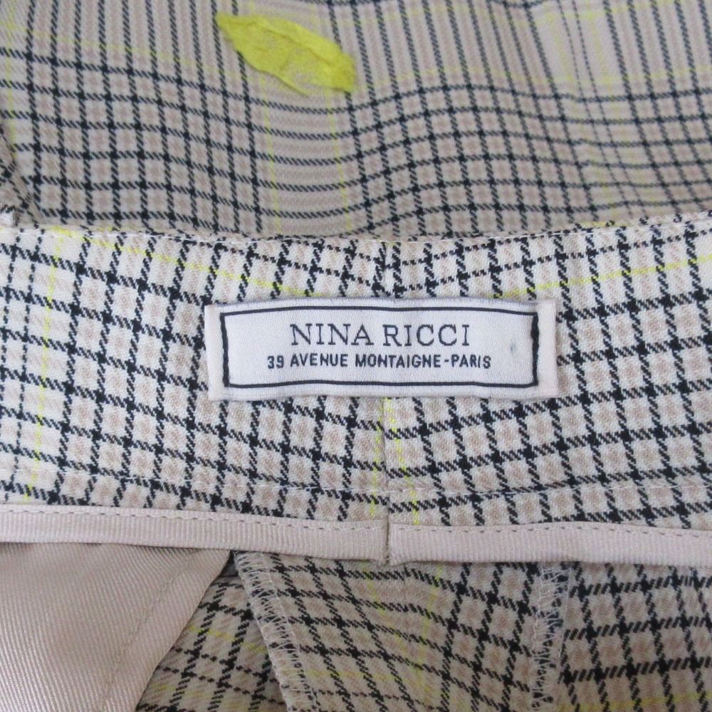 美品 20AW NINA RICCI ニナリッチ チェック柄 スリットヘム スラックス  