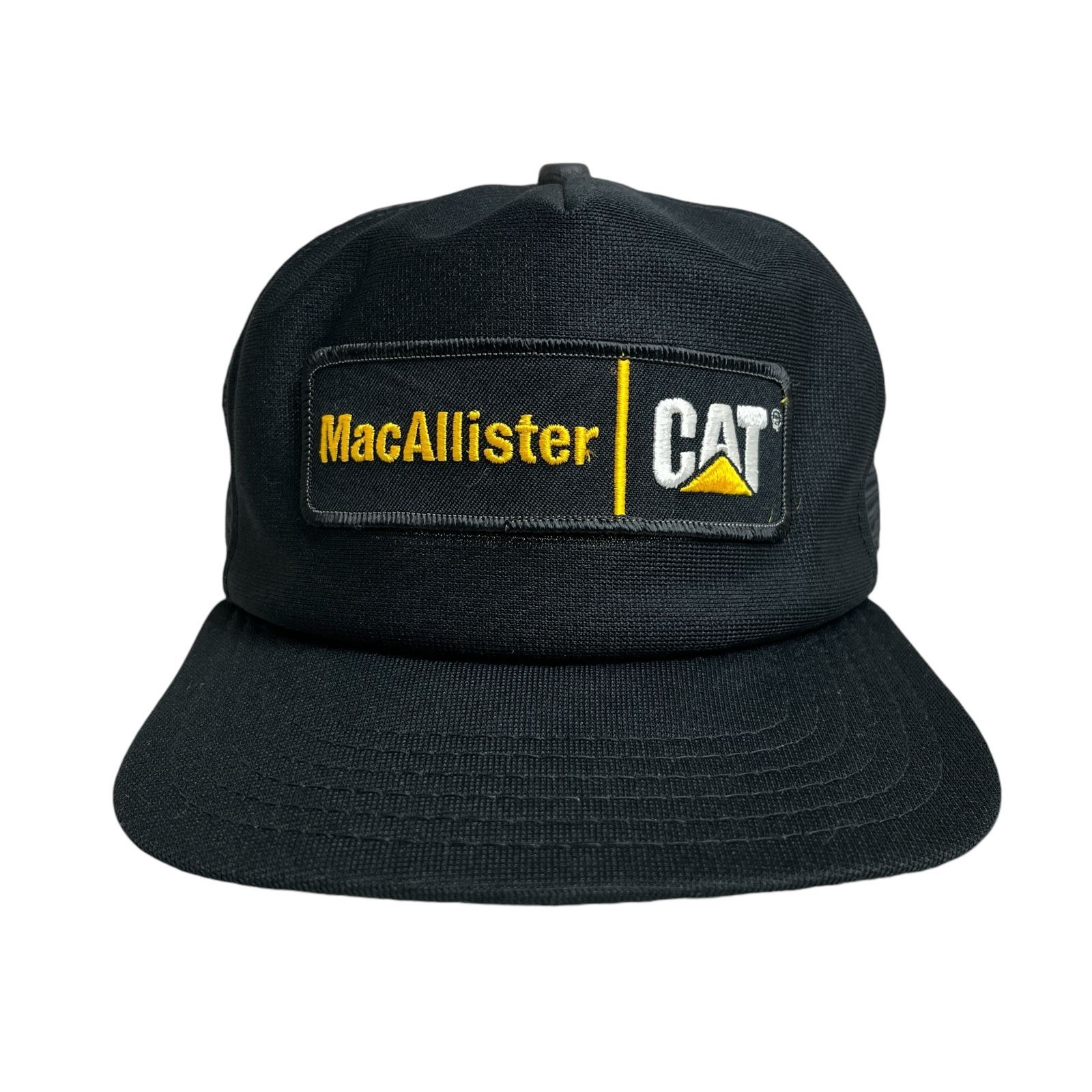 【キャップ/帽子】アメリカ製 NEW ERA CAT (キャタピラー) ビンテージ メッシュキャップ ワッペン 刺繍 ブラック 黒 イエロー 黄 ホワイト 白