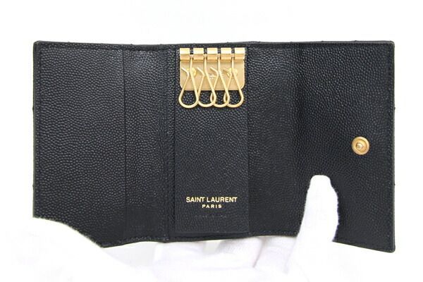 極美品】サンローラン キーケース 4連 レザー YSL カサンドラ 黒