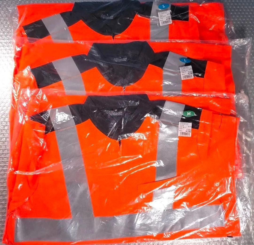 安全ベスト　Tシャツ　反射ベスト UEBEAM　３枚セット　オレンジ