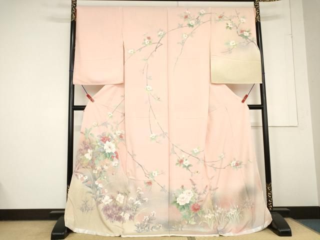 平和屋着物○訪問着 草花文 暈し染め 金彩 上代38万 仮絵羽 正絹 逸品