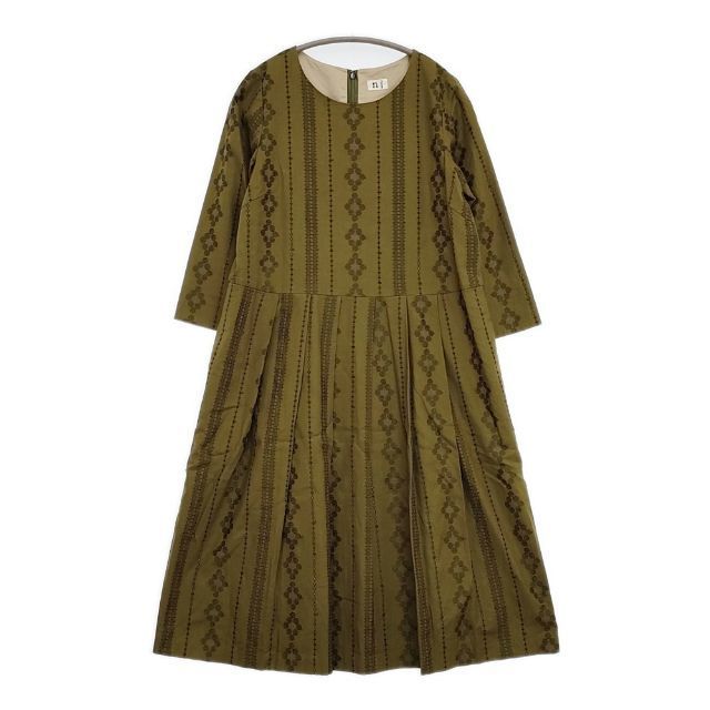 mame mameマメクロゴウチ カットワーク総レース刺繍ワンピース 七分袖